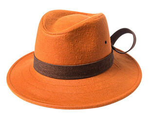 Vibrant Fashion Hat – Orange Brim with Earth-Tone Ribbon Accent