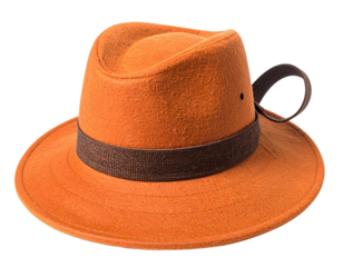 Vibrant Fashion Hat – Orange Brim with Earth-Tone Ribbon Accent