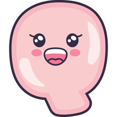 Cute Pink Blob Character with Large Sparkly Eyes and Wide Open Mouth Smiling Joyfully Adorable Kawaii Style Pixel Art Illustration Transparent Background