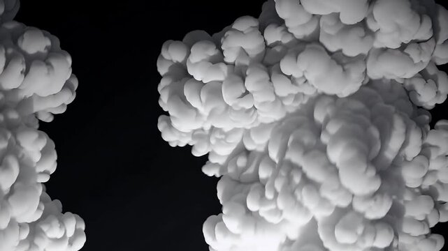 cinematic 6k macro footage showing thick white smoke rising smoothly bottom dark background creating mysterious vapor cloud perfect fire fog abstract atmospheric effects