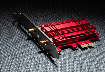 Red computer card for pci slots with heat sink