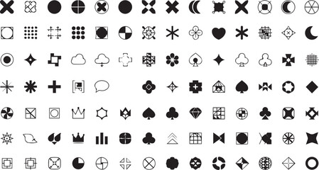 Black and white abstract vector icon set for interface design and graphic resources