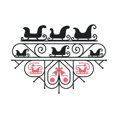 Elegant Christmas Sleigh Ornament Design with Festive Elements