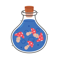 Potion Bottle and Glass Flask with Cork Vector Illustration