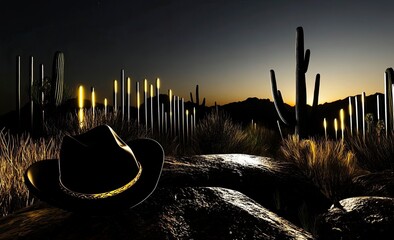 Desert nights call to wandering cowboys as the sun rises over the arizona horizon