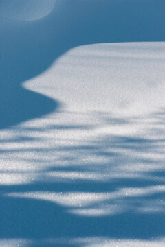Soft shadow patterns over smooth winter snow surface