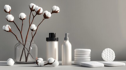 Luxurious Cosmetic Products and Cotton Collection