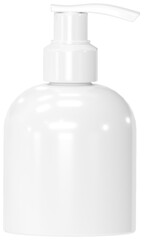 White Plastic Pump Bottles Mockup Isolated on White Background. Cosmetic bottle mockup. Cosmetic product package. Pump container collection.