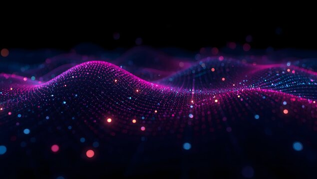 Abstract glowing digital wave pattern representing big data and global network connections