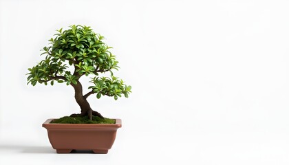 A solitary bonsai tree in a small pot