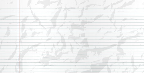 Planner crumpled lines grid paper. Ruled vector blank background
