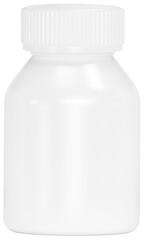 3D White plastic Medicine pills bottle  mockup isolated on white background. Blank medicine container mockup. Supplement bottles. 3d png illustration