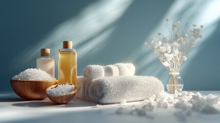 Assortment of Beauty Products and Clean Towel