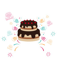 birthday cake with candles Hand drawn birthday cake with candles silhouette	