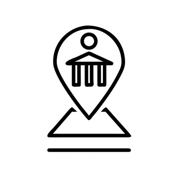 vector illustration of a icon with a symbol of bank and l ocation