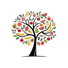 Fresh healthy food with flying vegetables and fruits. Flat vector illustration of different meal with tomato, cucumber, bell pepper, apple, and carrot. Organic food concept, diet and healthy lifestyle