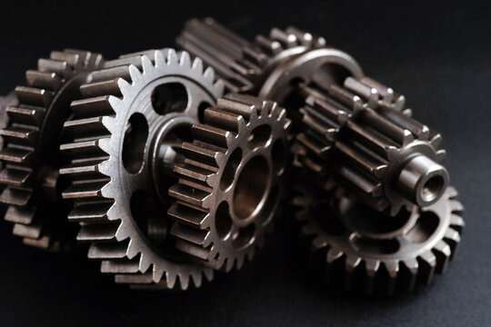 Metal gear wheel engine car and bike, mechanic industry.