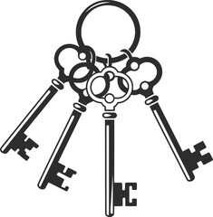 Vintage Skeleton Keys Vector Illustration.