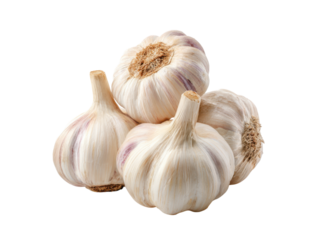 Fresh white garlic bulbs with purple stripes image, Isolated, Png Transparent Background