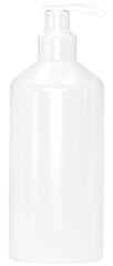 White Plastic Pump Bottles Mockup Isolated on White Background. Cosmetic bottle mockup. Cosmetic product package. Pump container collection.