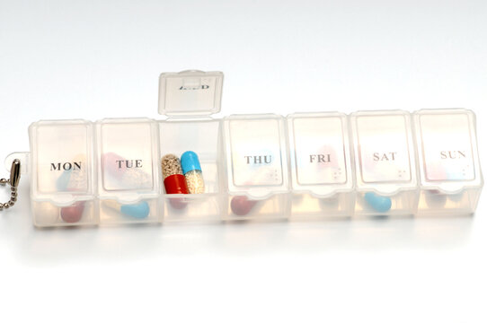 Weekly Pill Organizer with Braille Dots and Open Wednesday Compartment
