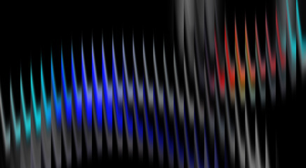 Abstract dynamic lines in a mix of bright and dark colors on black background