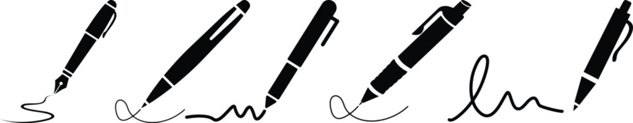 Pen Icon set.Pen Line Icon with Editable Stroke and Pixel Perfect.classic hand writing tool for calligraphy.Copywriting Related Vector, pen logo silhouette vector design template premium, sign up icon