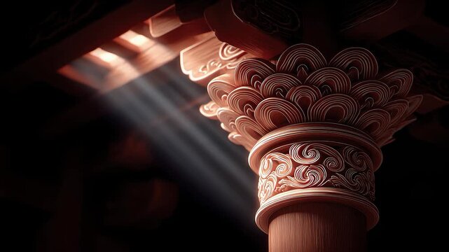 Tang Dynasty Architectural Dougong Details Light and Shadow Changes