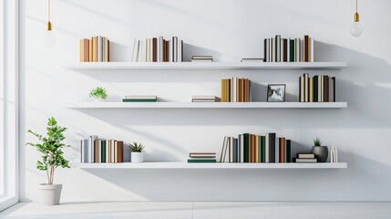Modern Bookshelf by Illuminated Wall Display