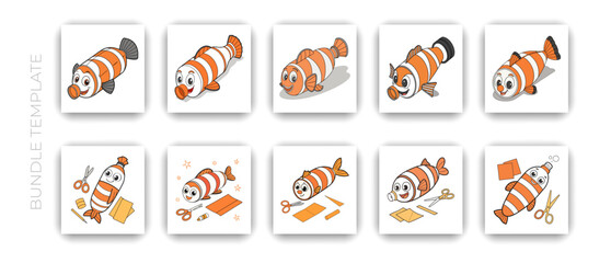 Cute Clownfish Illustration Set