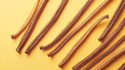 Vanilla Sticks Arranged on Colorful Surface