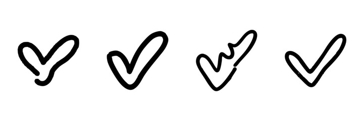 Fototapeta premium Hand-Drawn Check Mark Line Icon Set In Doodle Style. Approval, Completion, And Verification Symbols Outline Sketch. Task Management And Success Indicators. Hand Drawn Isolated Vector Illustration