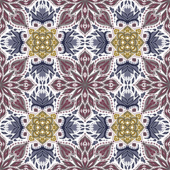 red flower Ikat on red base