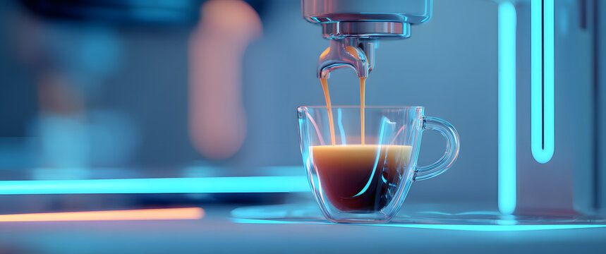 Coffee machine making coffee