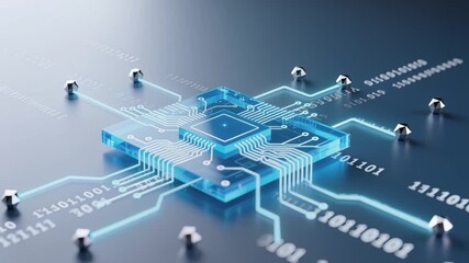 Digital transformation plan 2026 powered by ai technology enhances business efficiency with futuristic circuit board microchip and glowing data flow - Powered by Adobe