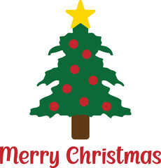 Christmas Tree Graphic with Merry Christmas Text