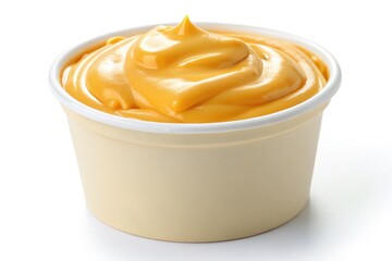 Creamy Cheese Sauce in a Small Container Ready for Dipping or Drizzling