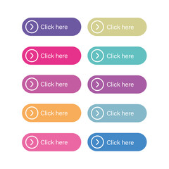 Modern round web button set Click here
