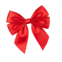 Red Bow for Christmas Decoration. Isolated Transparent Background. 