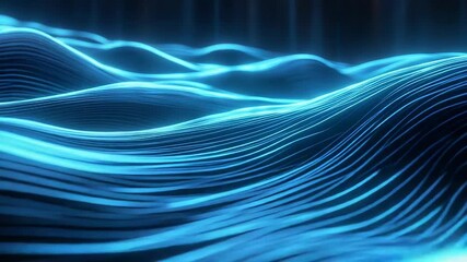 Glowing blue lines forming abstract digital wave background - Powered by Adobe