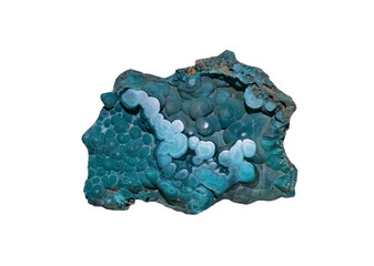 malachite and azurite mineral on white, isolated