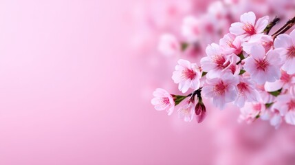 Beautiful Pink Cherry Blossoms in Spring with Soft Bokeh and Copy Space