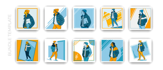 Winter Fashion Jacket Icon Set