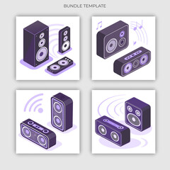 Wireless Speaker Isometric Icon Set
