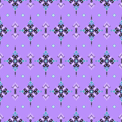 Bohemian Geometric Floral Pattern on Pastel Purple Background