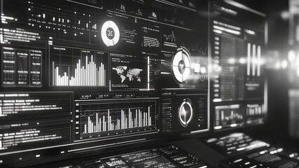 Visualizing financial data analytics on a futuristic dashboard display - Powered by Adobe