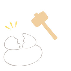 鏡開きのイラスト　Breaking New Year rice cake with a wooden mallet