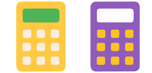 Colorful Stylized Calculator Icons for Mathematics, Finance, and Education