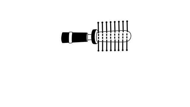 Hand drawn animated icon of hair brush in modern style