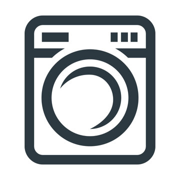 Minimalistic washing machine icon for interface design.